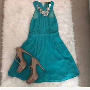 Forever 21 Teal dress with lace cutouts